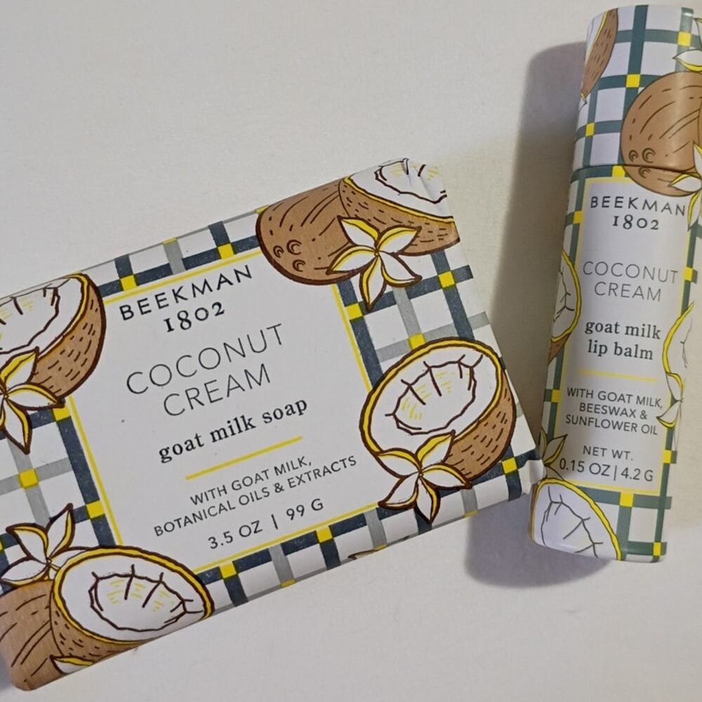 2-Piece Beekman 1802 Coconut Cream 3.5 oz soap AND Lip Balm .15 oz Goat Milk